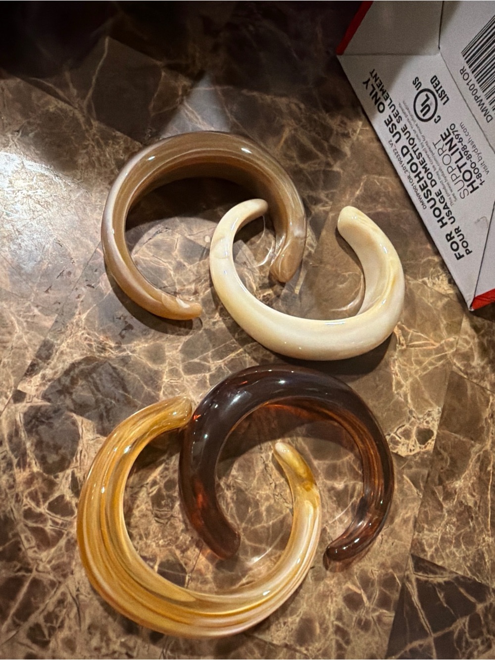 Stack of four Stylish Resin Cuff Bracelets - Neutral Mix